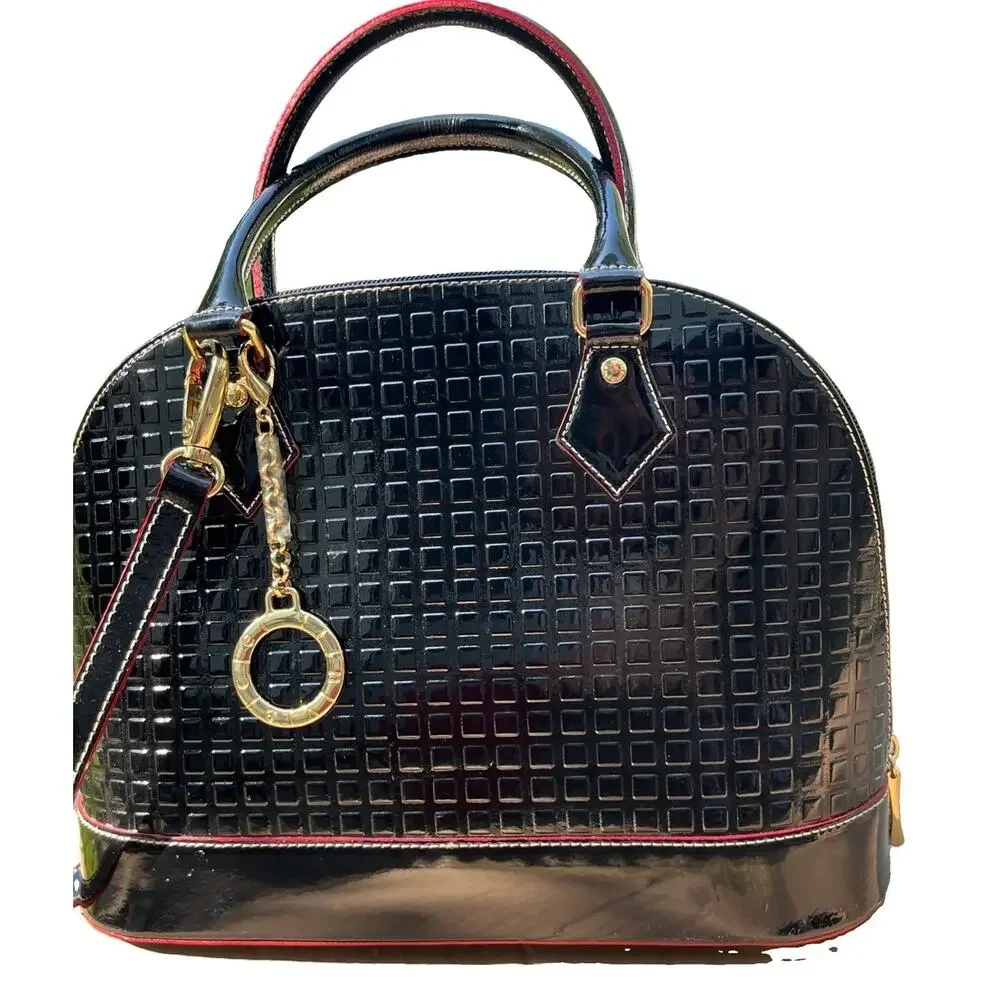 Invece Patent Leather Dome Handbag Made In Italy Luxury Brand Dupe